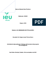 Actividad de Aprendizaje 4. Entrega Del Borrador Del Proyecto de Investigación