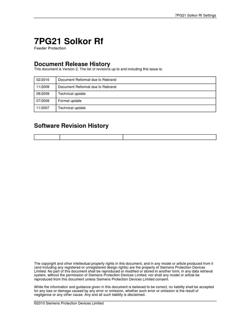 7PG21 Solkor RF Technical Manual Chapter 4 Relay Settings PDF