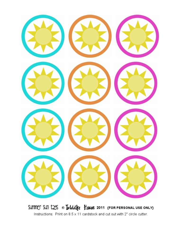 Summer Sun Tags | PDF
