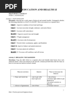 Physical Education and Health 12: Nelfi Rich V Castillo