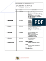 Calendário de Provas 1 Bimestre..