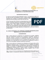 Ordenanza Reformatoria A La Ordenanza Que Incorpora A La Normativa Municipal El Plan Portoviejo 2035