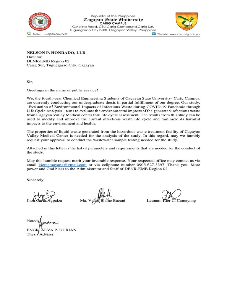 Denr Request Letter Sample