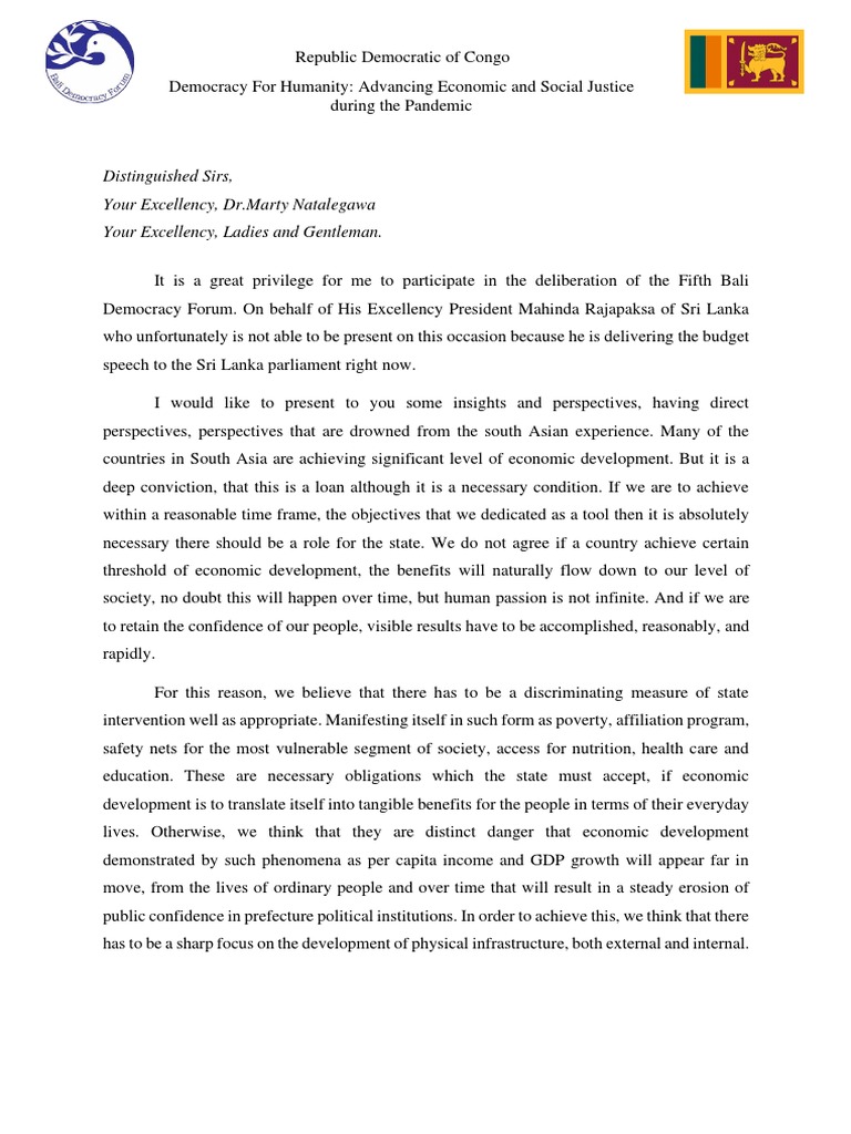 Contoh Country Statement Sri Lanka | PDF | Democracy | Political Ideologies