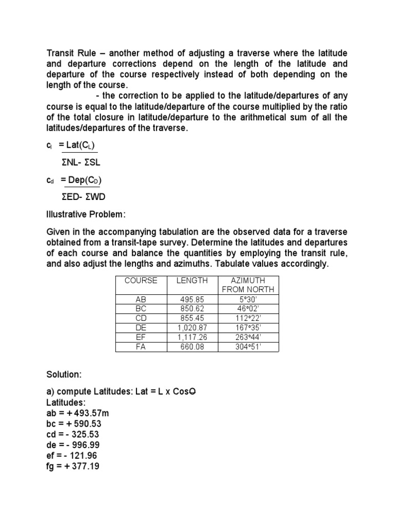 Transit Rule PDF Latitude Mathematics
