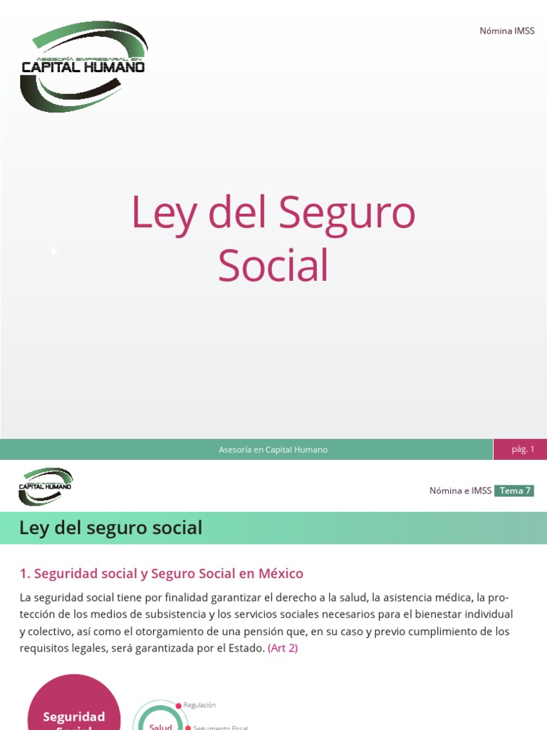 Ley Del Seguro Social | PDF | Salario | Seguro