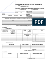 Sworn Statement of Assets, Liabilities and Net Worth: Joint Filing Not Applicable