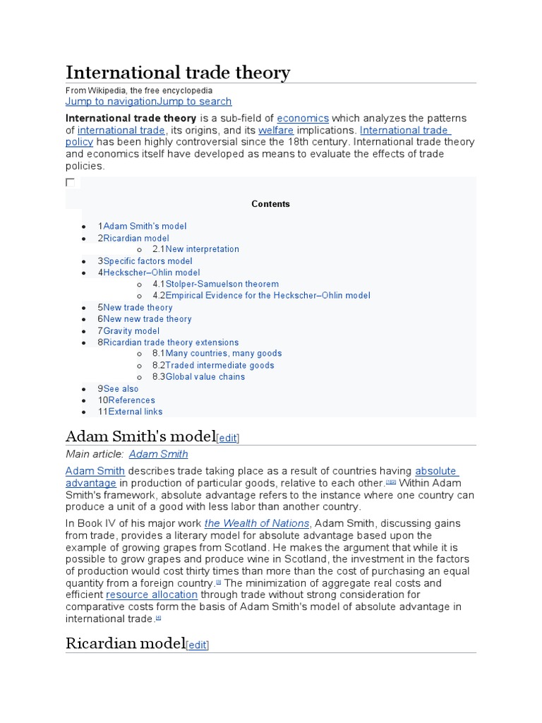 International Trade Theory | PDF | Comparative Advantage ...