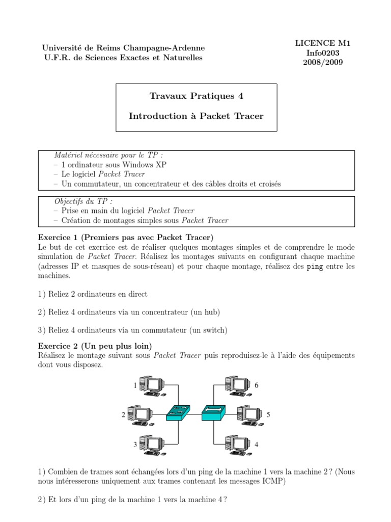 Packet Tracer Intro | PDF | Commutateur réseau | Adresse IP