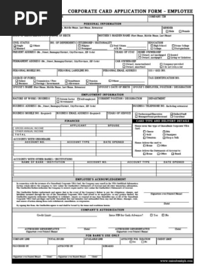 UBP Corporate Card Application - Employee - New Fillable