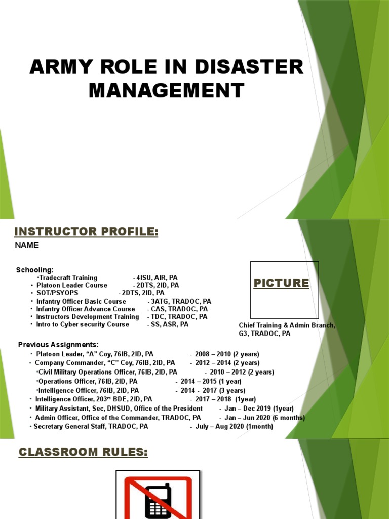 Army's Role in Disaster Management | PDF | Hazards | Emergency Management