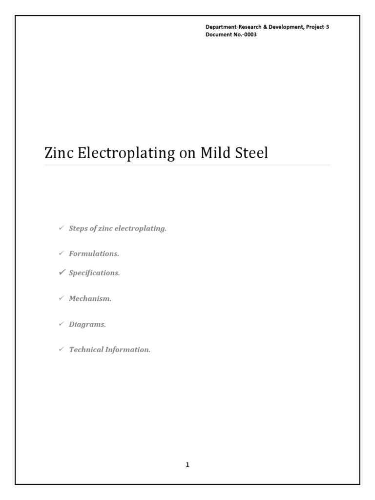 Zinc Electroplating On Mild Steel PDF Chromium Corrosion