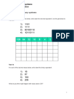 Data Representation Worksheet 1 Binary Systems