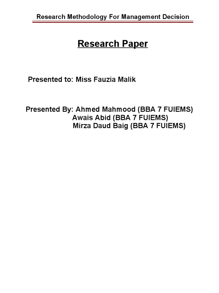Management Decision Research Methodology | PDF | P Value | Statistical ...
