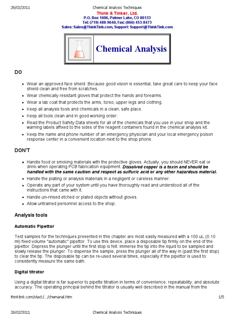 Chemical Analysis Safety and Techniques | PDF | Printed Circuit Board ...