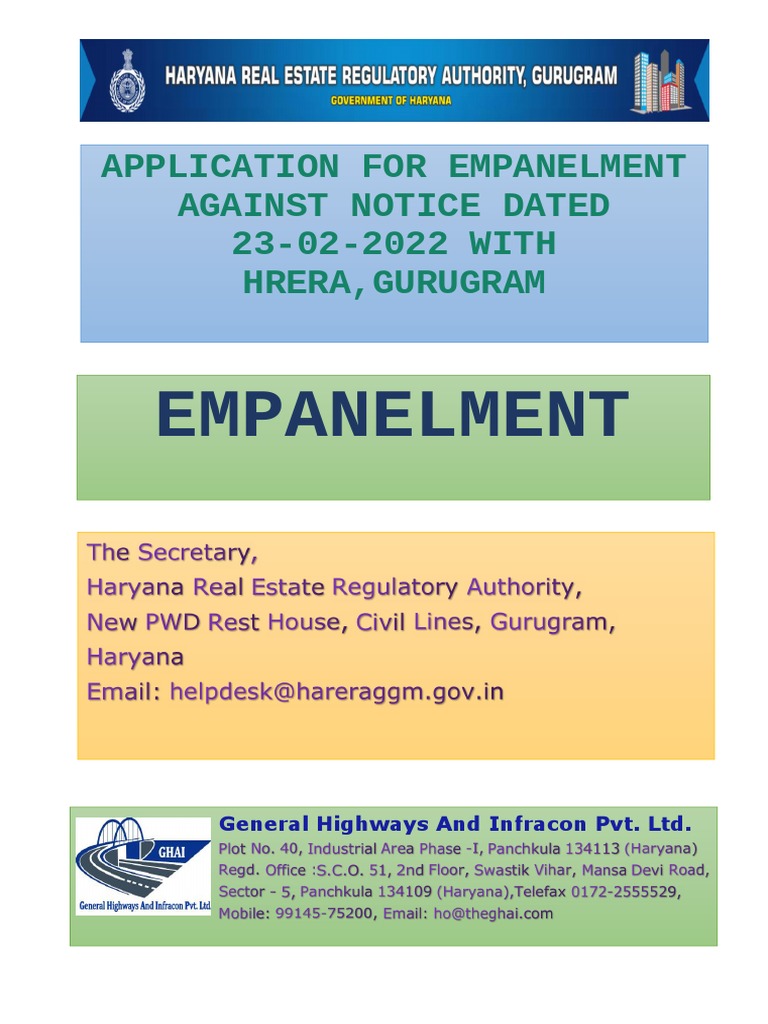 Final Combined Complete Empanelment Application For Gurugram | PDF ...
