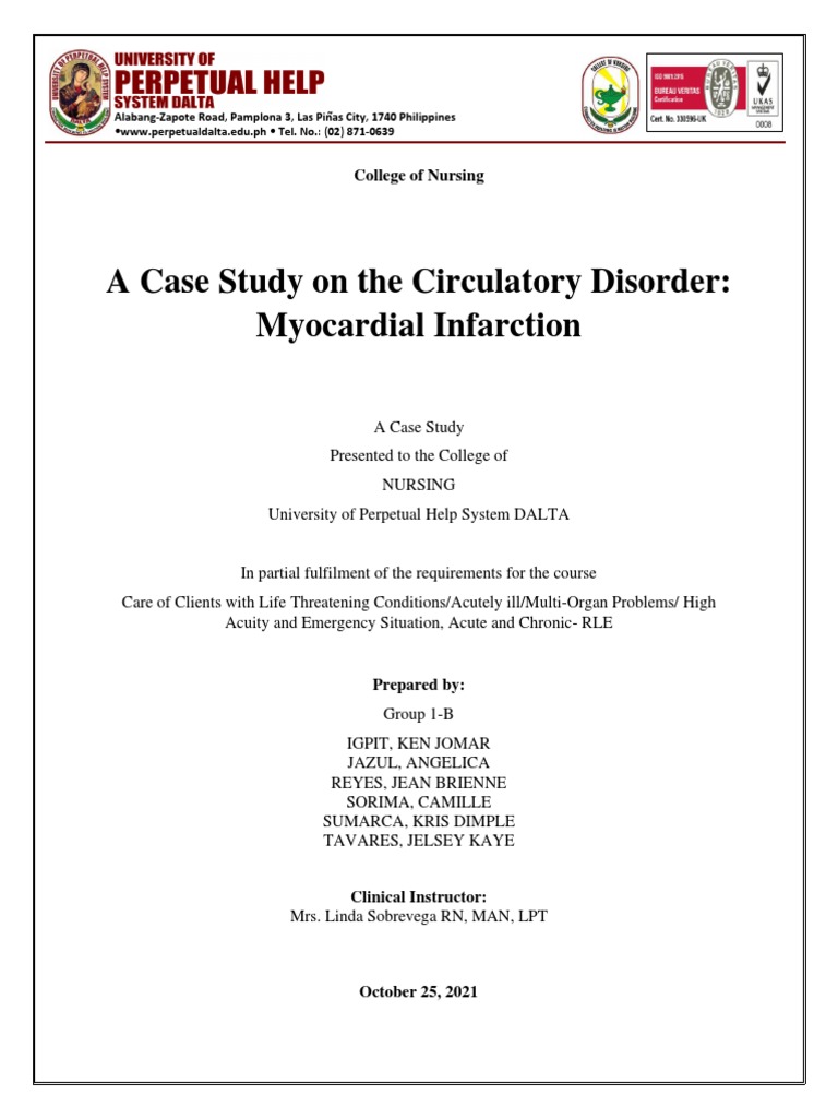 A Case Study On The Circulatory Disorder: Myocardial Infarction | PDF ...