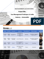 Cost Management Accounting Project Title:-Cost Management Techniques in India Industry - Automobile