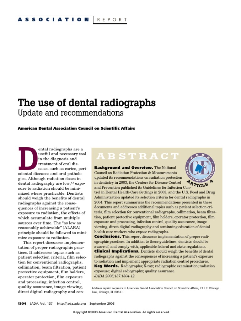 The Use of Dental Radiographs Update and PDF Human