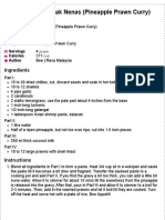 Udang Masak Lemak Nenas (Pineapple Prawn Curry) Recipe - Print