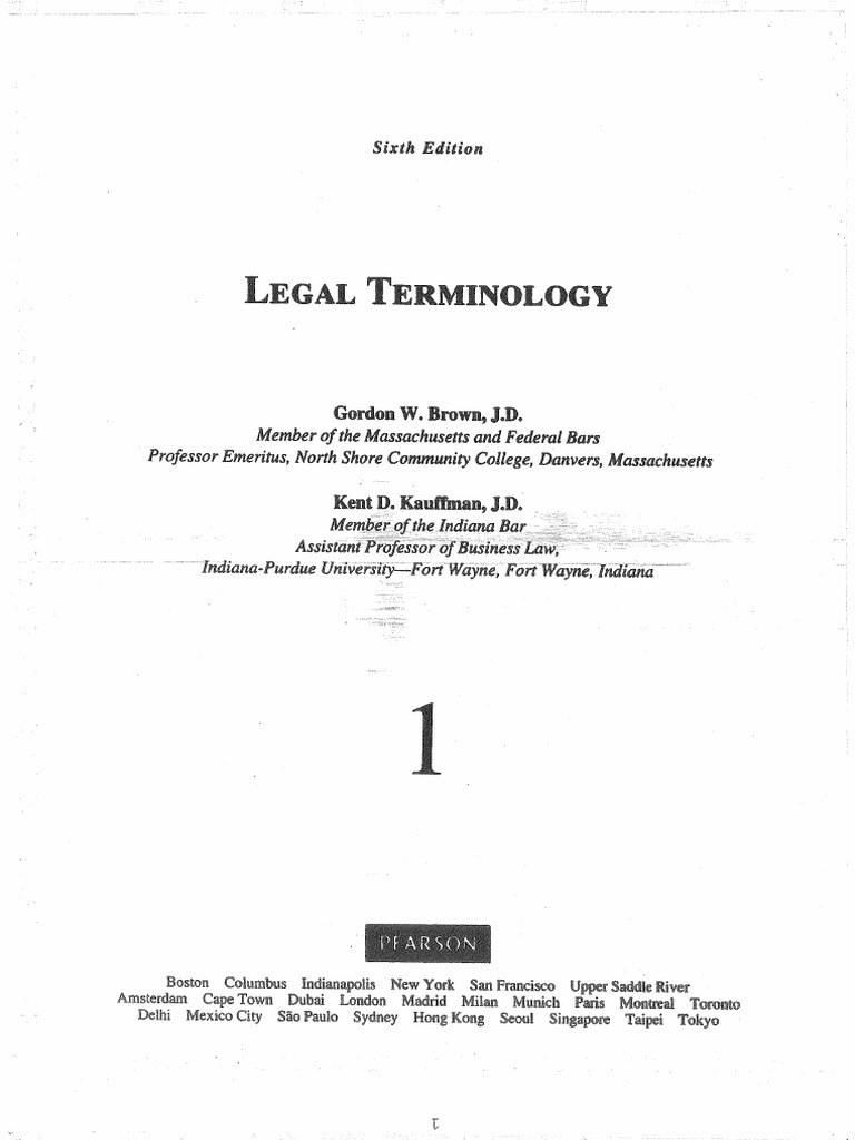 Legal Terminology Book 1 | PDF