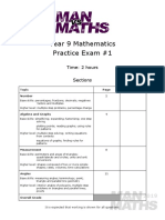 Year 9 Mathematics Practice Exam #1: Time: 2 Hours Sections