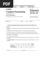 CS103 Computer Programming Sessional II: National University of Computer and Emerging Sciences