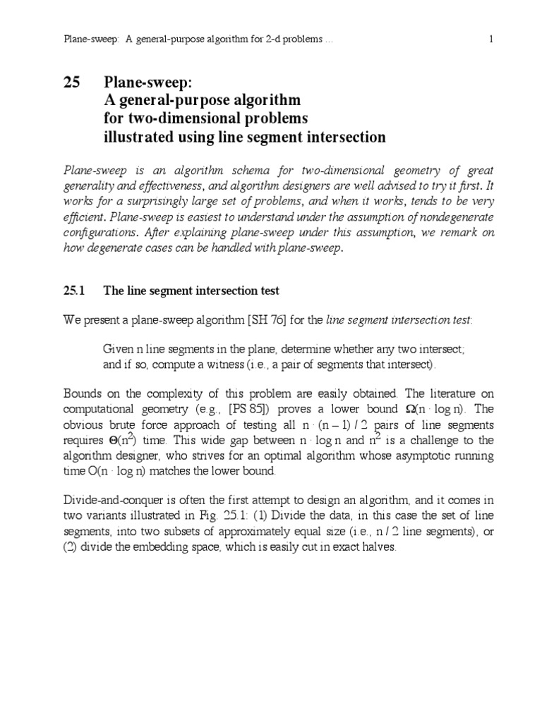 Plane Sweeping Algorithm PDF Algorithms Applied Mathematics