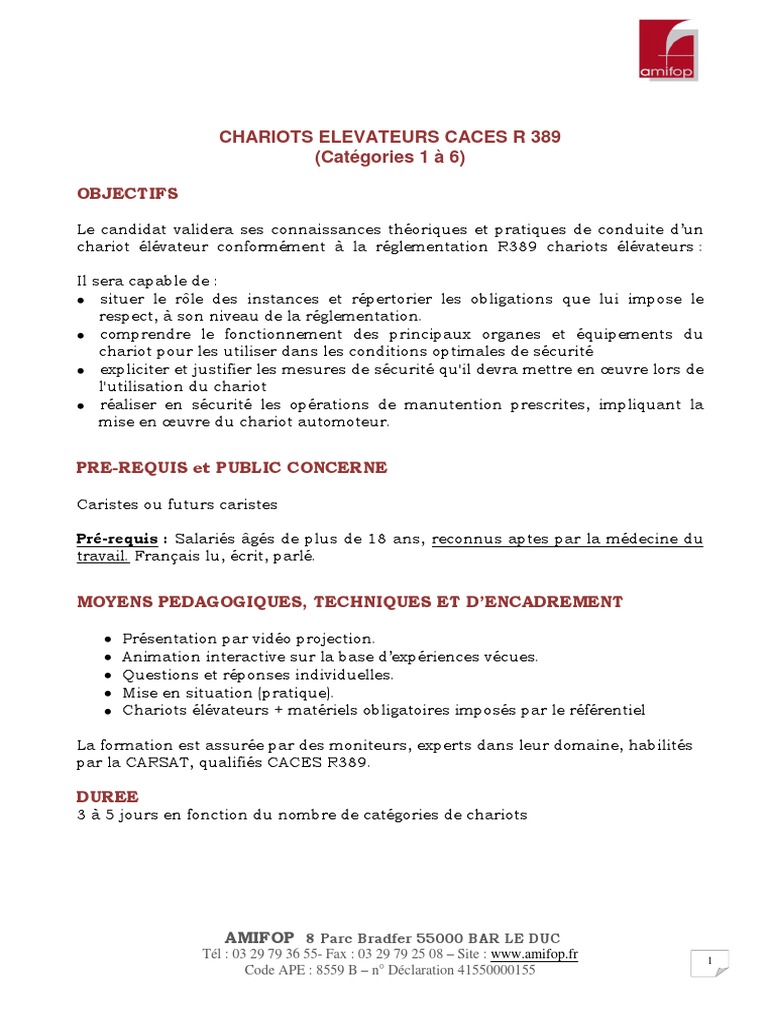 Livret Formation Caces R389 _ CACES ® R389 / R489 : formation chariot ...