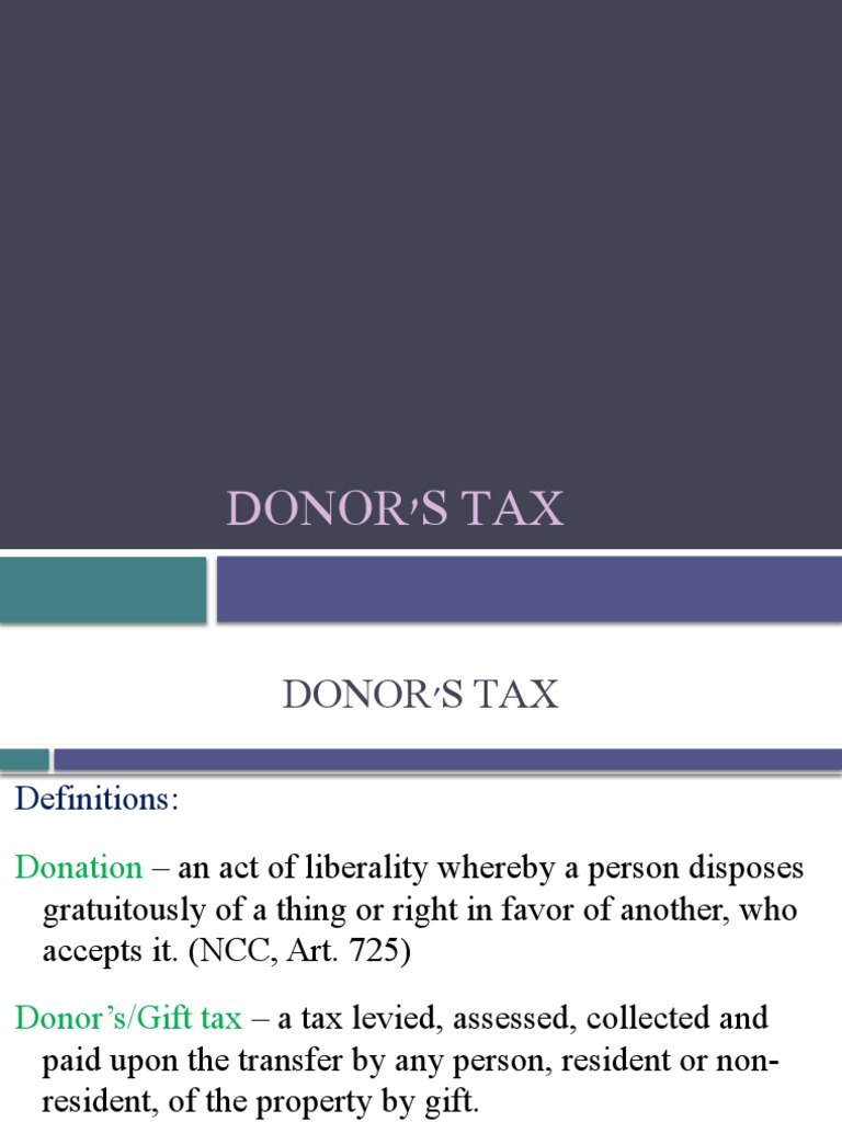 Understanding Donor's Tax Regulations | PDF | Taxes | Estate Tax In The ...