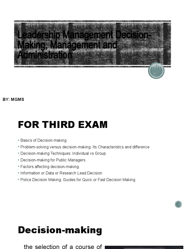 Effective Leadership Decision-Making Guide | PDF | Decision Making ...