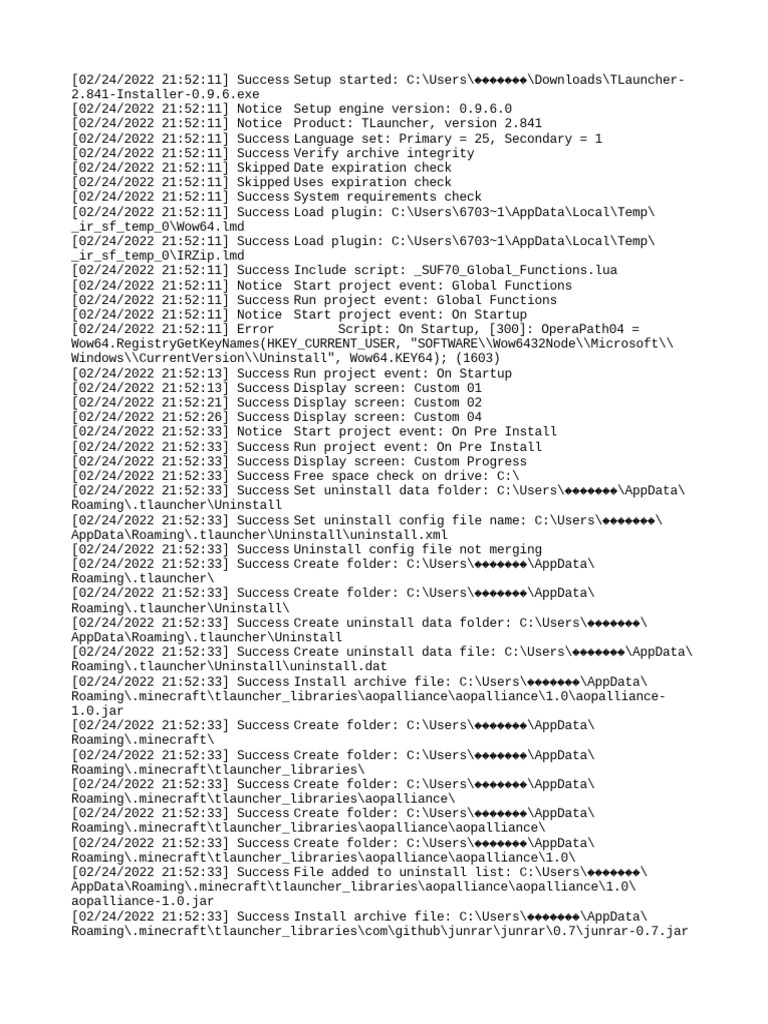 TLauncher Setup Log | PDF