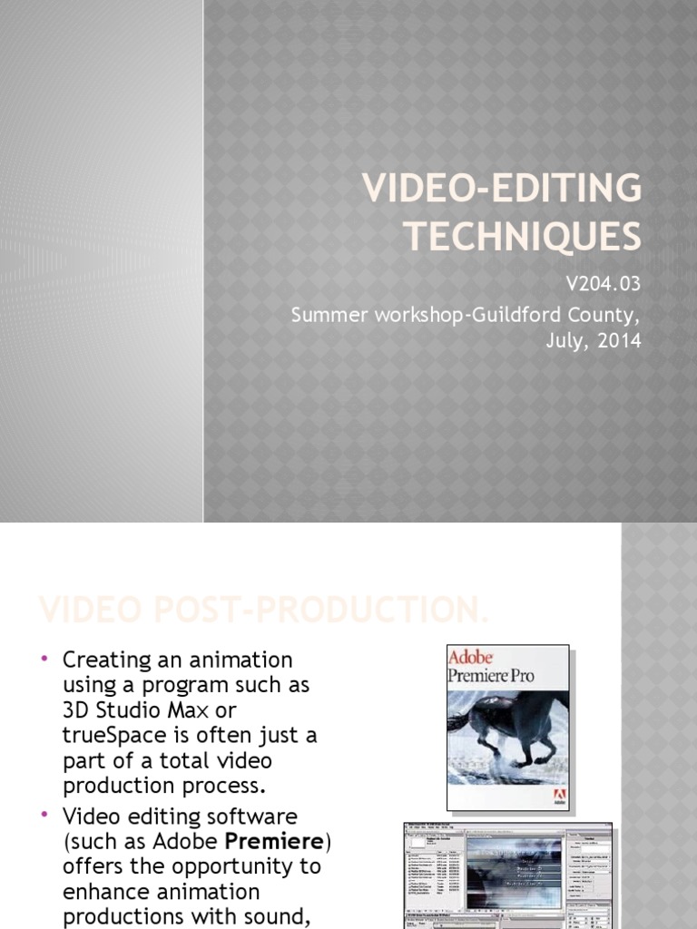 Video Editing Techniques Overview | PDF | Video | Digital Audio