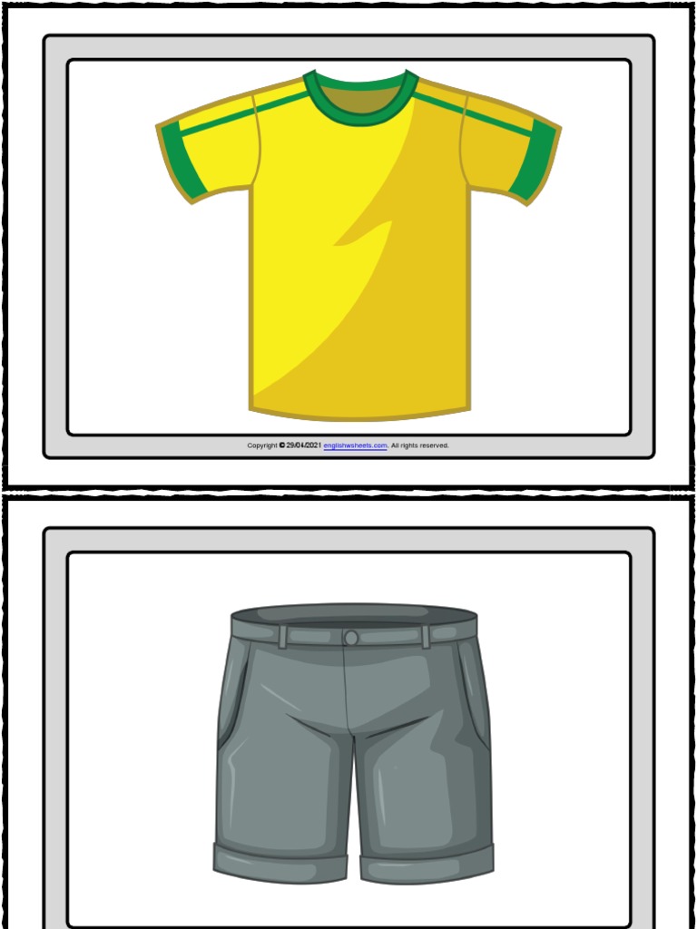 Clothes Vocabulary Esl Printable Flashcards Without Words For Kids PDF