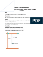 Physics Laboratory Report Determining The Acceleration Due To Gravity Using A Pendulum