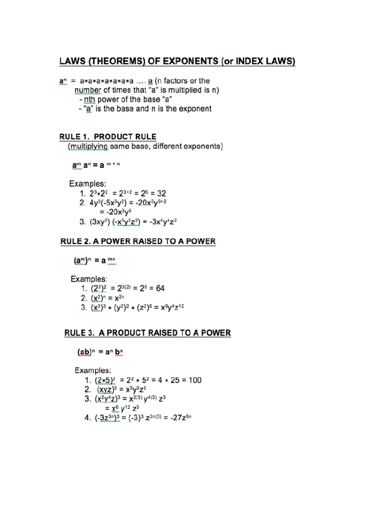 Laws of Exponents | PDF
