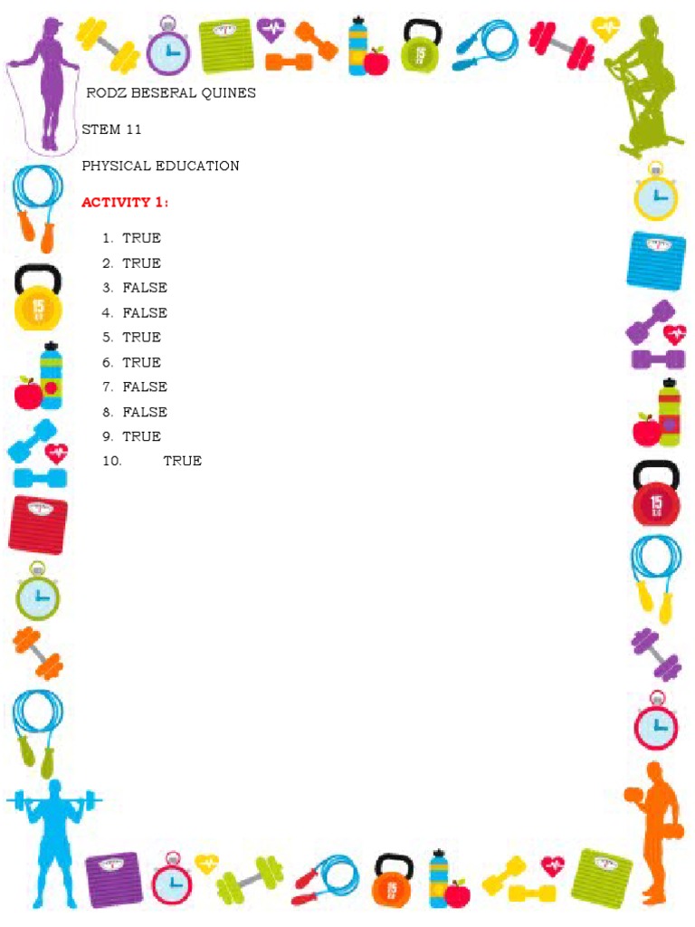 Rodz Beseral Quines Stem 11 Physical Education: Activity 1 | Download ...