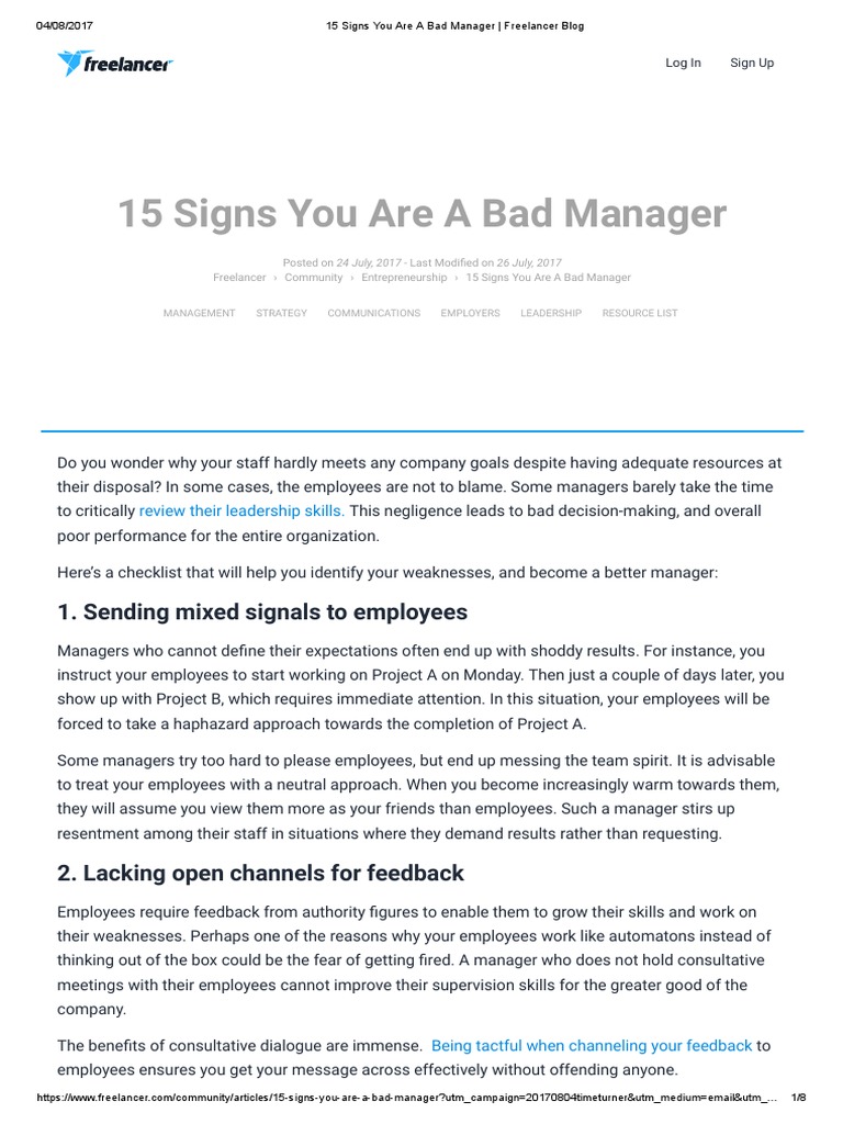 15 Signs of Poor Management | PDF | Leadership | Entrepreneurship