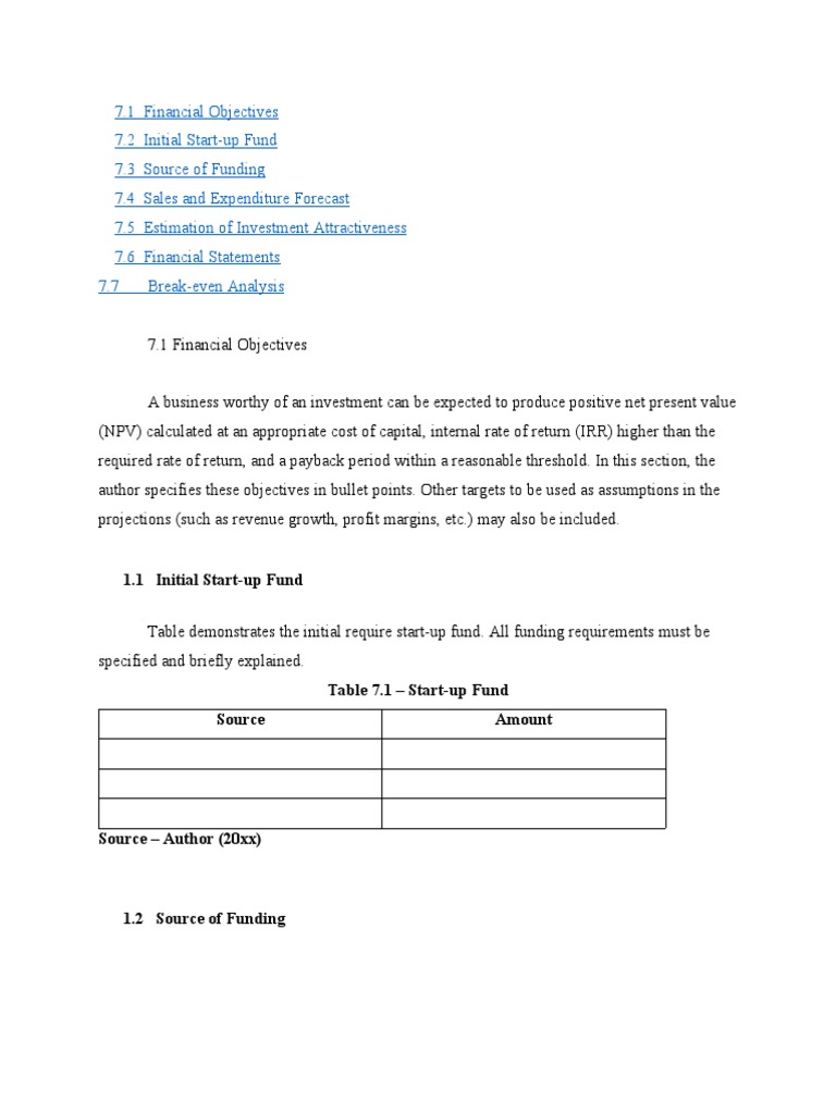 Financial Plan of Pomelo PDF Internal Rate Of Return Net Present