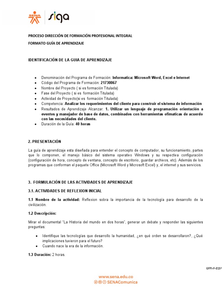 Gfpi-F-019 Guia de Aprendizaje Informatica Basica | PDF