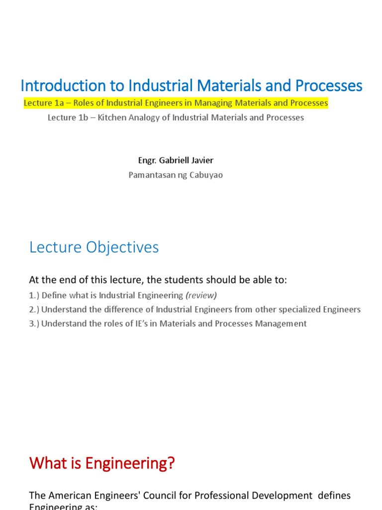 Introduction To Industrial Materials and Processes PDF Goods