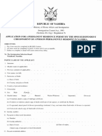 Permanent Residence Permit Application Form NAMIBIA