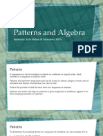 Patterns and Algebra: Instructor: Kris Mellan M Sabiniano, MBA