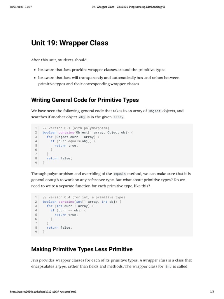 Wrapper Class - CS2030S Programming Methodology II | PDF | Method ...