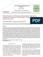 Human Resources Performance Measurement Approaches Compared to Measures Used in Master's Theses in ASU