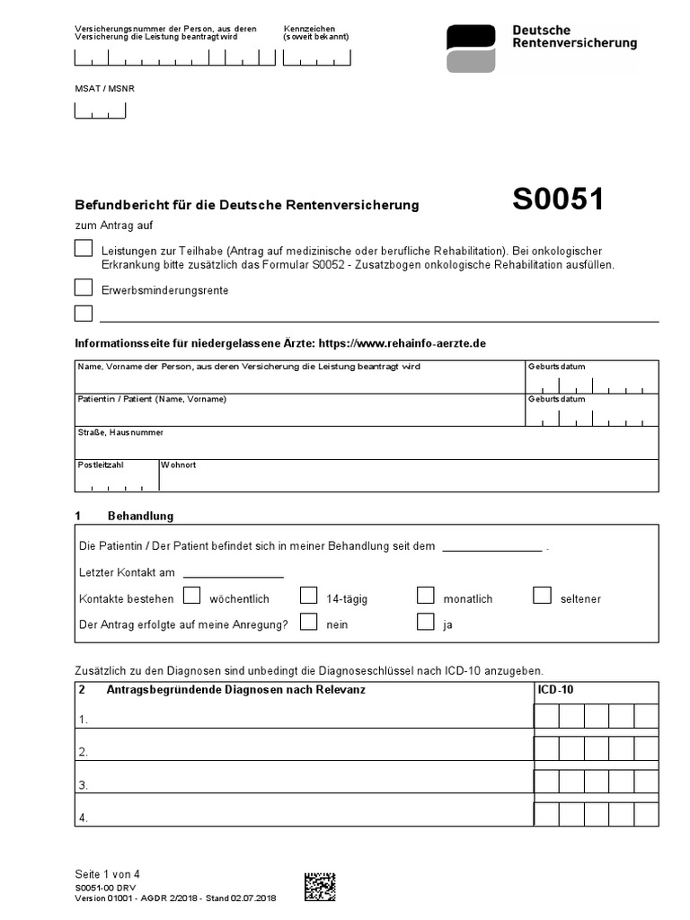 Befundbericht Für Die Deutsche Rentenversicherung | PDF