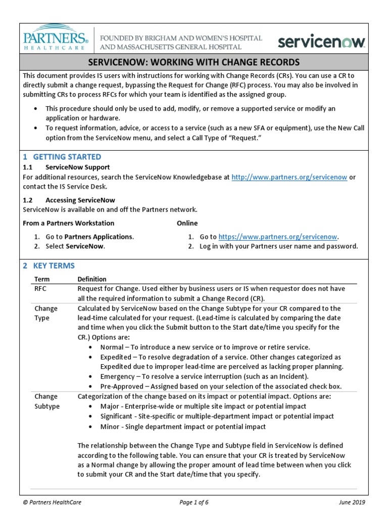 Servicenow: Working With Change Records: 1 Getting Started | PDF ...
