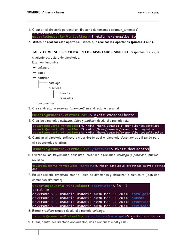 Examen 1 - Comandos 1 | PDF | Archivo de computadora | Informática