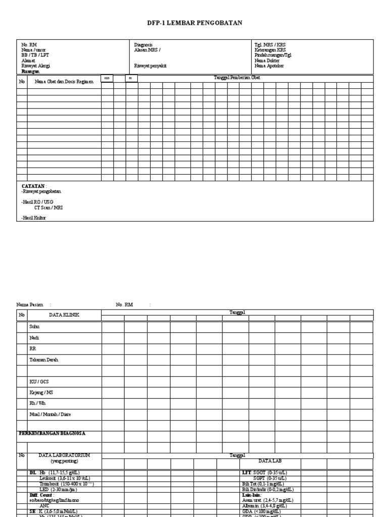 Lembar Pengobatan DFP-1 dan Monitoring | PDF | Pengembangan Diri ...