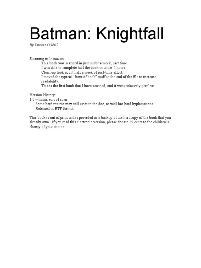 O'Neil, Dennis - Batman-Knightfall  | PDF | Nature